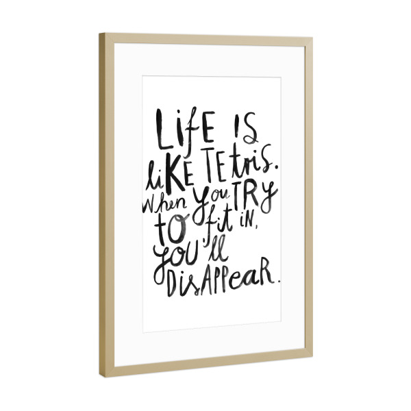 Poster mit Rahmen Gold "Tetris" artboxONE - Typografie,Schwarzweiß,Sport / Motivation