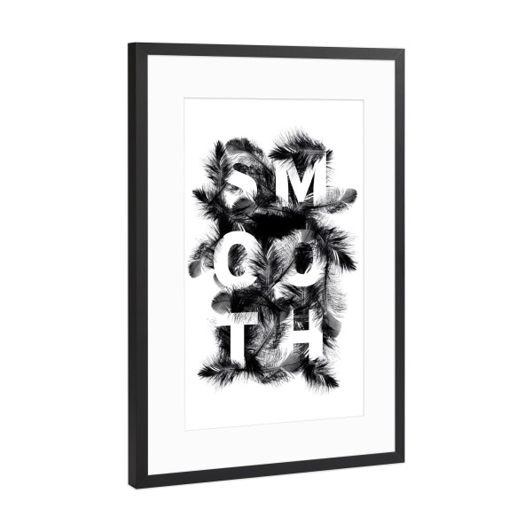 Poster mit Rahmen Schwarz (Metallic) "Smooth" artboxONE - Typografie,Floral,Schwarzweiß