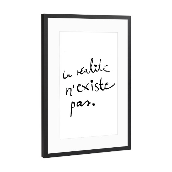 Poster mit Rahmen Schwarz (Metallic) "Réalité 2" artboxONE - Typografie,Schwarzweiß
