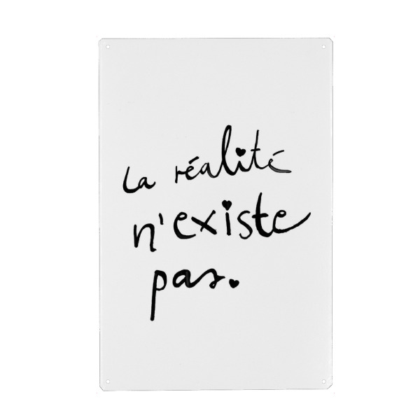 Holzbild "Réalité 2" artboxONE - Typografie,Schwarzweiß - Französisch,French,Satz,Spruch,Phrase,Realität,Wirklichkeit,Reality,Frankreich,France