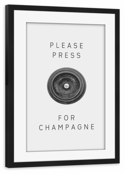 Poster mit Rahmen schwarz "Please Press" artboxONE - Typografie,Essen & Trinken,Essen & Trinken / Alkohol