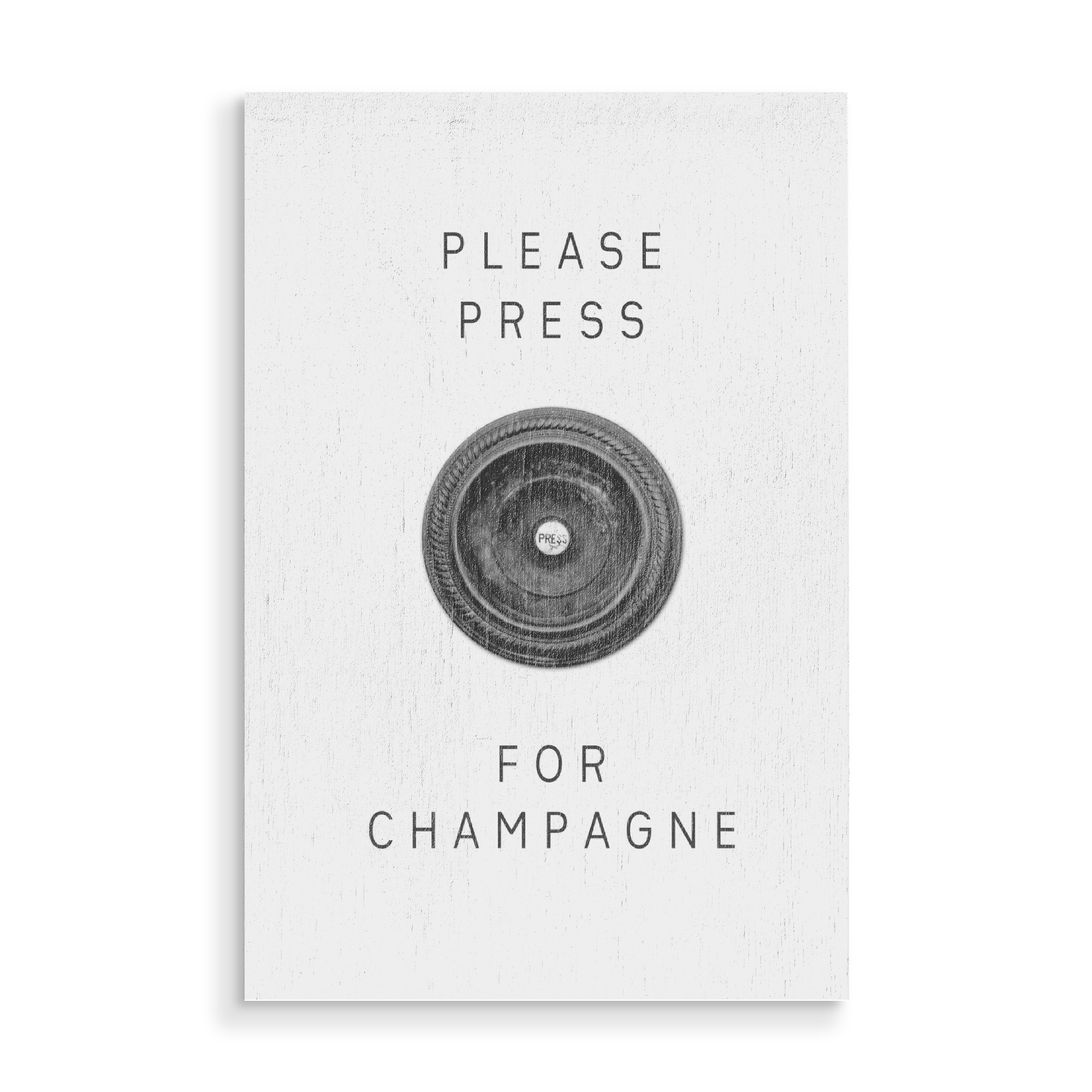 Holzbild "Please Press" artboxONE - Typografie,Essen & Trinken,Essen & Trinken / Alkohol
