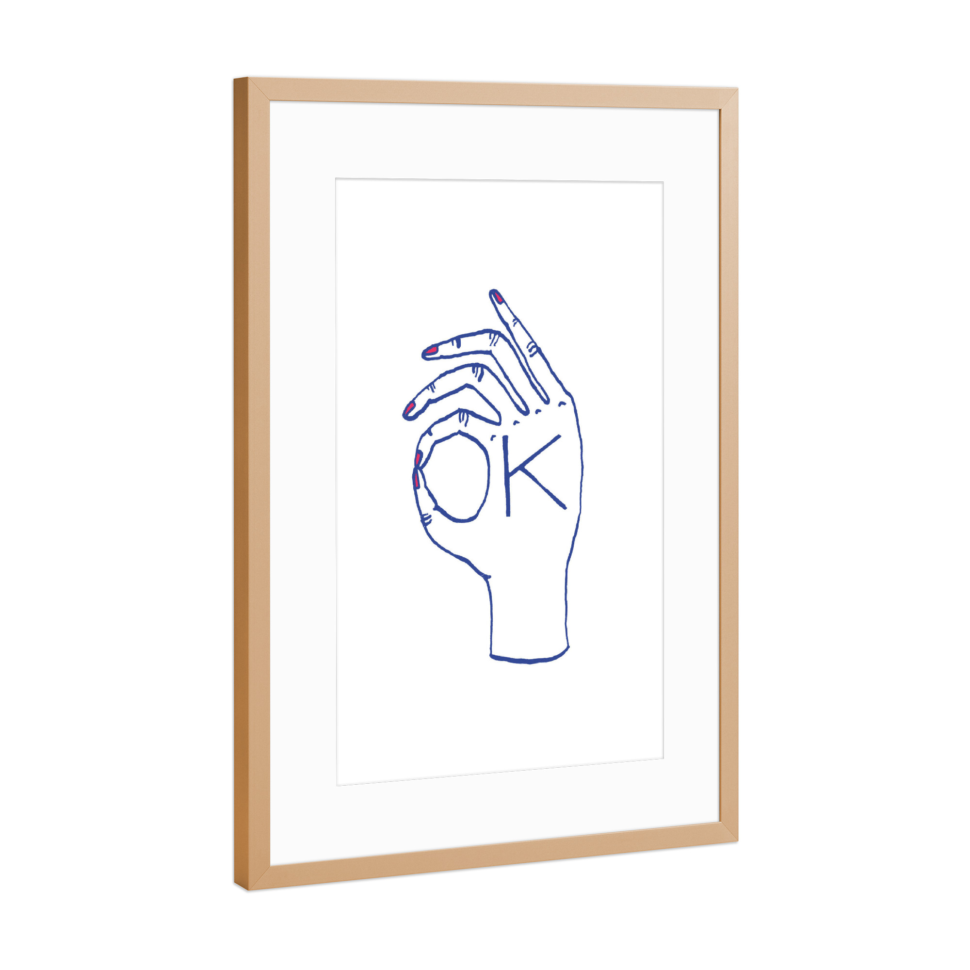 Poster mit Rahmen Kupfer "OK Hand" artboxONE - Typografie,Menschen
