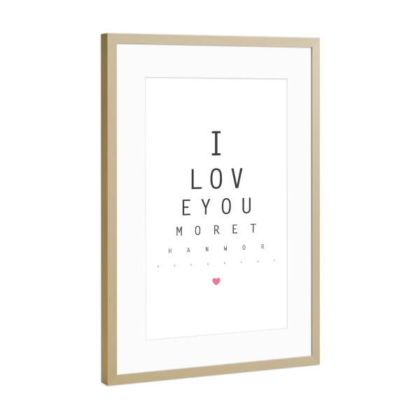 Poster mit Rahmen Gold "Love 3" artboxONE - Typografie,Schwarzweiß,Liebe,Für Mama,Für Papa