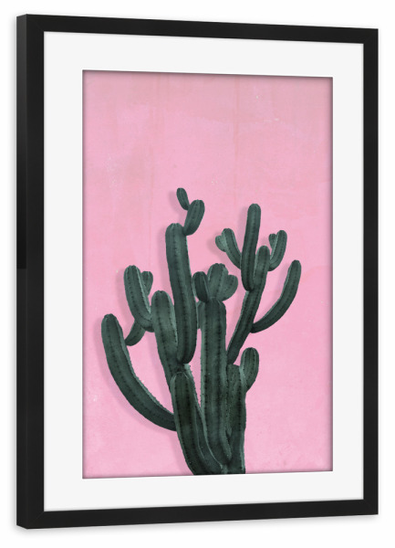 Poster mit Rahmen schwarz "Kaktus 2" artboxONE - Floral
