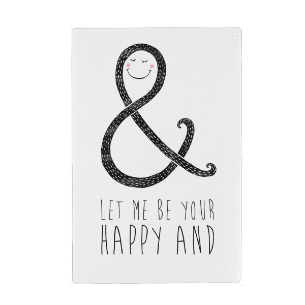 Metall Poster "Happy And" artboxONE - Typografie,Liebe,Für Mama,Für Papa