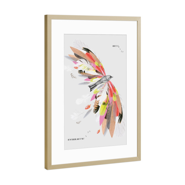 Poster mit Rahmen Gold "What If You Fly" artboxONE - Tiere,Sport / Motivation