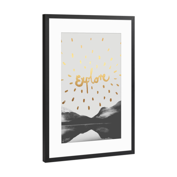 Poster mit Rahmen Schwarz (Metallic) "Explore 2" artboxONE - Typografie,Natur,Sport / Motivation