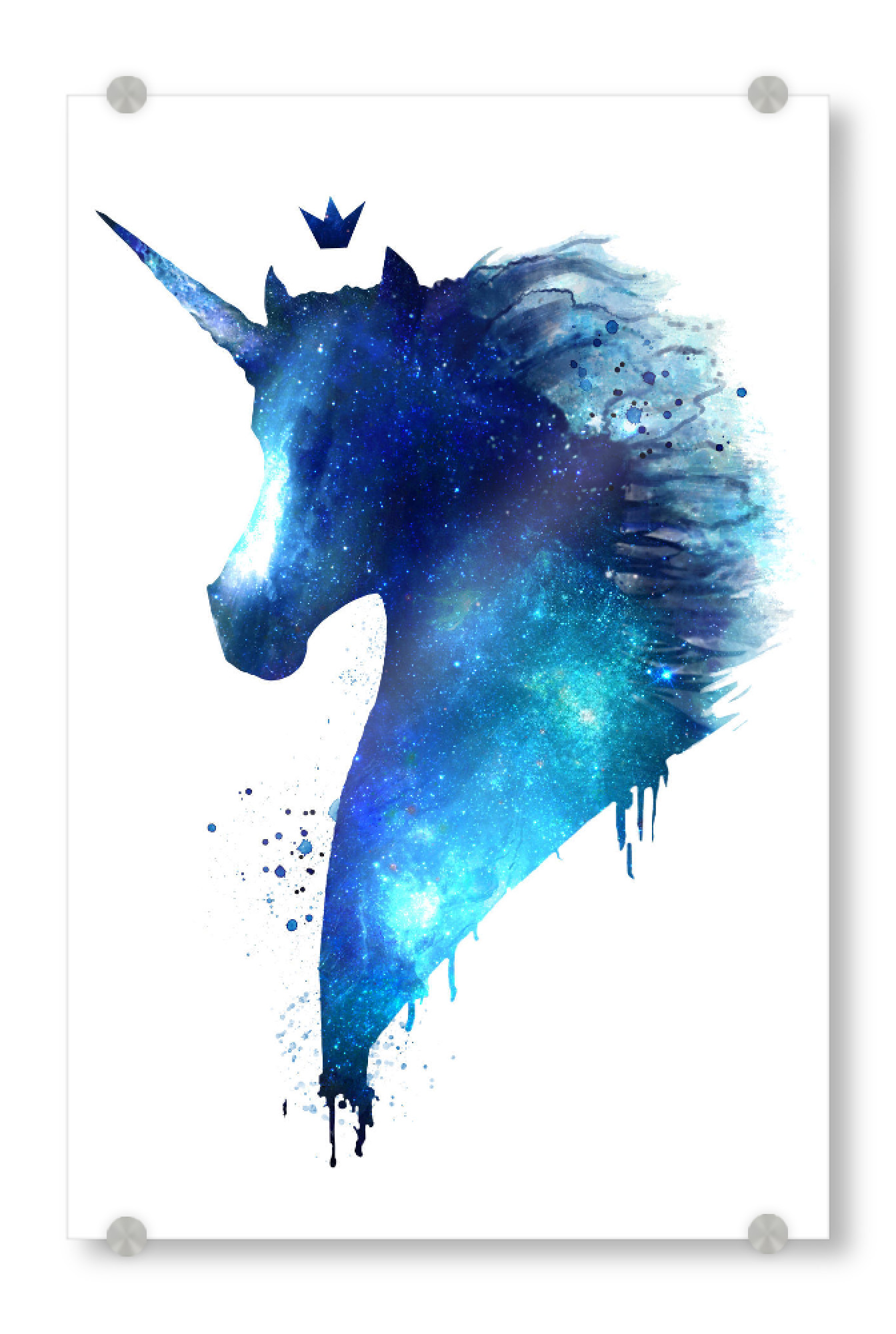 Acrylglasbild "Cosmic unicorn" artboxONE - Natur,Tiere,Schwarzweiß,Galaxy