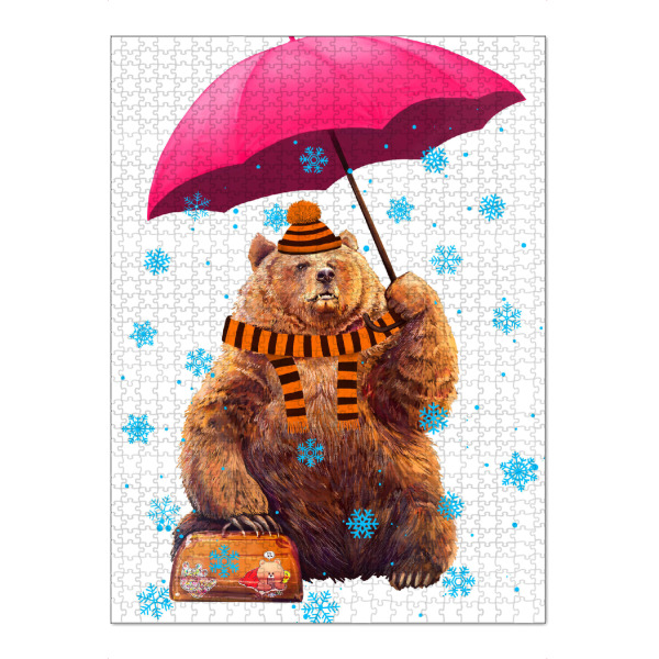 Puzzle Ravensburger "Winter bear 3" artboxONE - Natur,Tiere,Schwarzweiß,Weihnachten