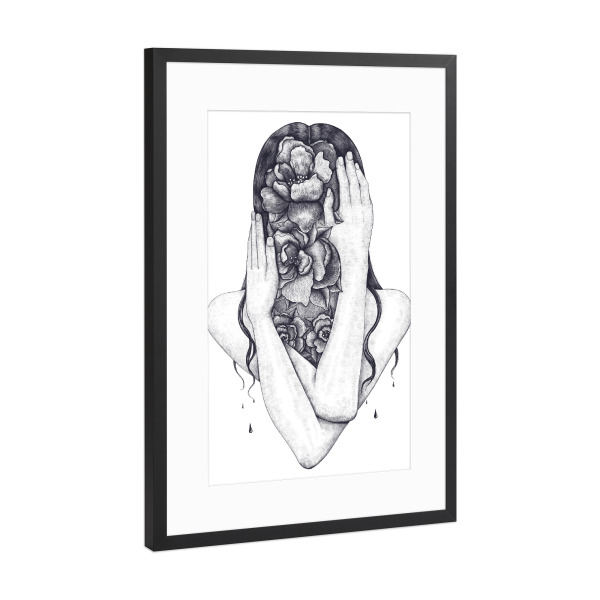 Poster mit Rahmen Schwarz (Metallic) "Flowers of the soul" artboxONE - Natur,Floral,Menschen,Schwarzweiß,Liebe,Für Mama