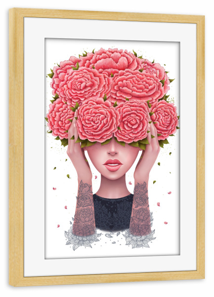 Poster mit Rahmen kiefer "I don’t hear" artboxONE - Natur,Floral,Schwarzweiß,Liebe,Für Mama