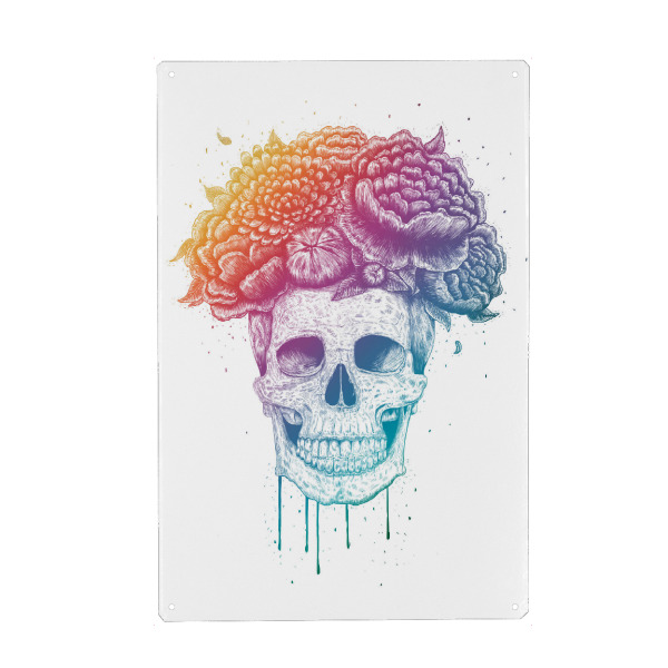 Metall Poster "Colorful skull" artboxONE - Natur,Floral,Menschen,Schwarzweiß