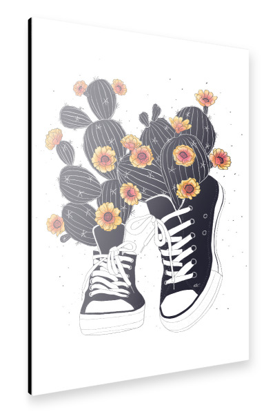 Alu-Dibond "Sneakers with cactuses" 30x20 cm artboxONE