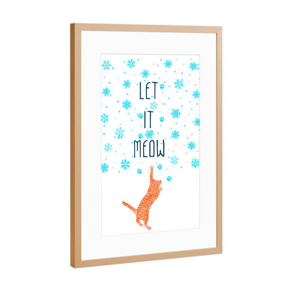 Poster mit Rahmen Kupfer "Let it meow" artboxONE - Natur,Tiere,Schwarzweiß,Liebe,Weihnachten