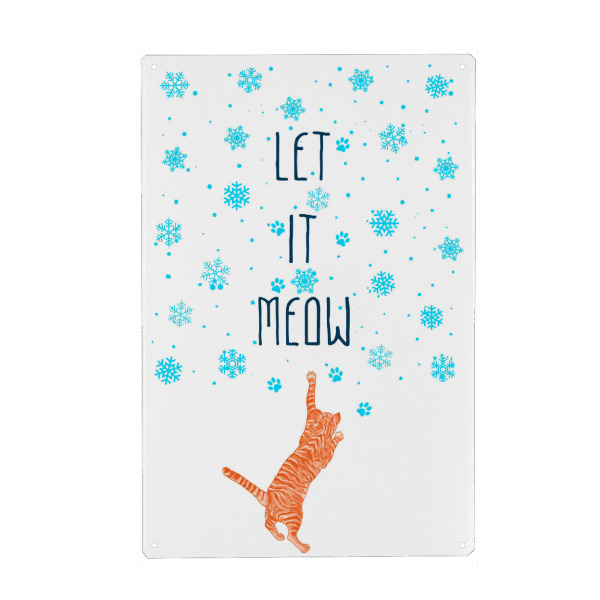 Holzbild "Let it meow" artboxONE - Natur,Tiere,Schwarzweiß,Liebe,Weihnachten