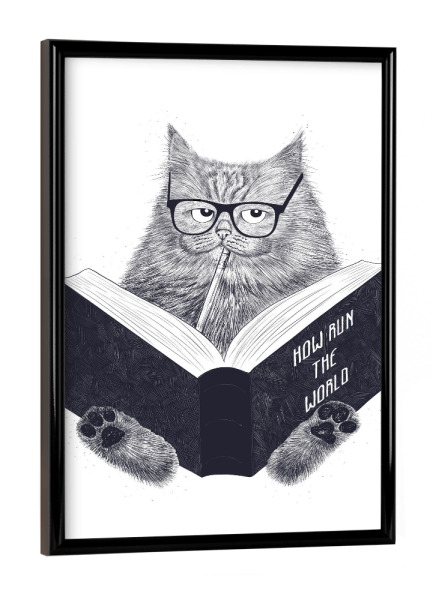 Poster mit schwarzem Rahmen "Lord cat" artboxONE - Natur,Tiere,Comic,Schwarzweiß