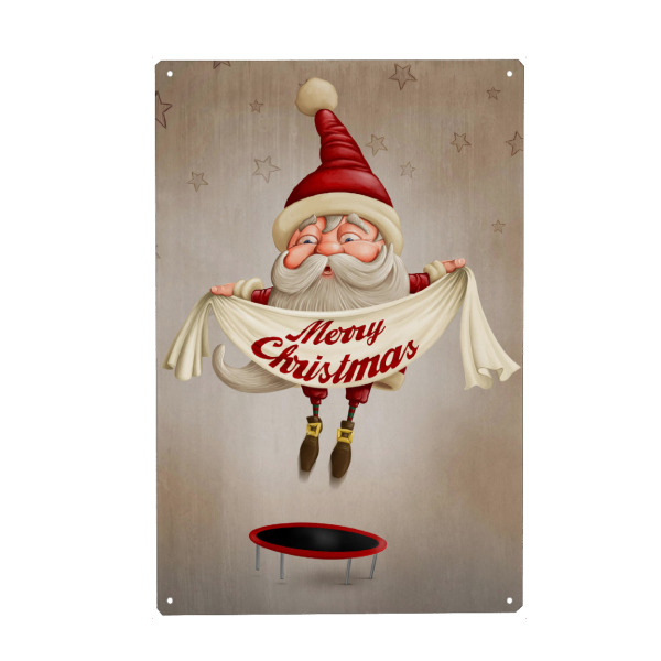 Metall Poster "Santa Claus Jumping on trampoline" artboxONE - Festivals