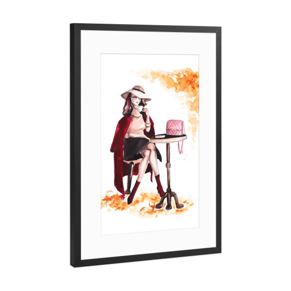 Poster mit Rahmen Schwarz (Metallic) "Autumn Coffee" artboxONE - Fashion