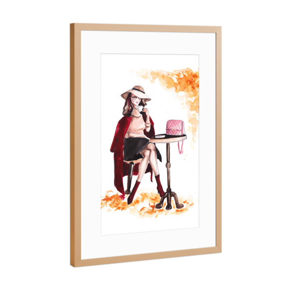 Poster mit Rahmen Kupfer "Autumn Coffee" artboxONE - Fashion