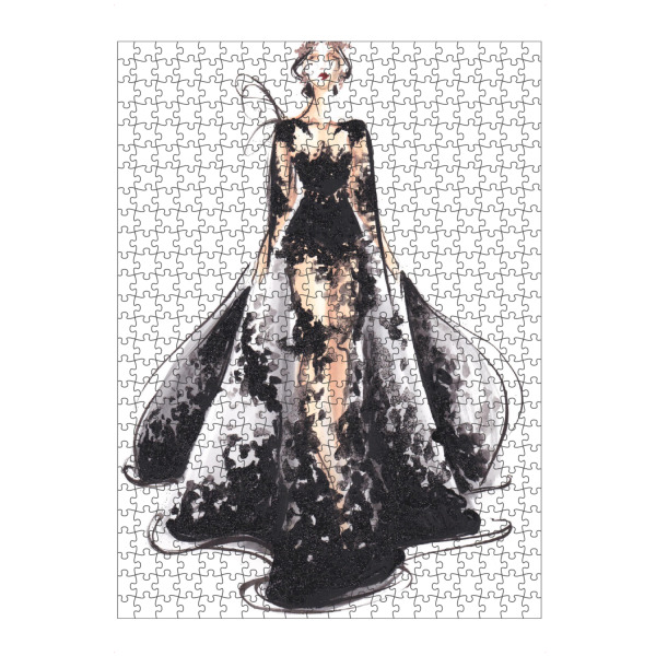 artboxONE Puzzle "Black Gown" artboxONE - Fashion - Fashion illustration,Mode,Fashion,Fashion sketch,Haute couture,Black,Dress,Kleid,Style