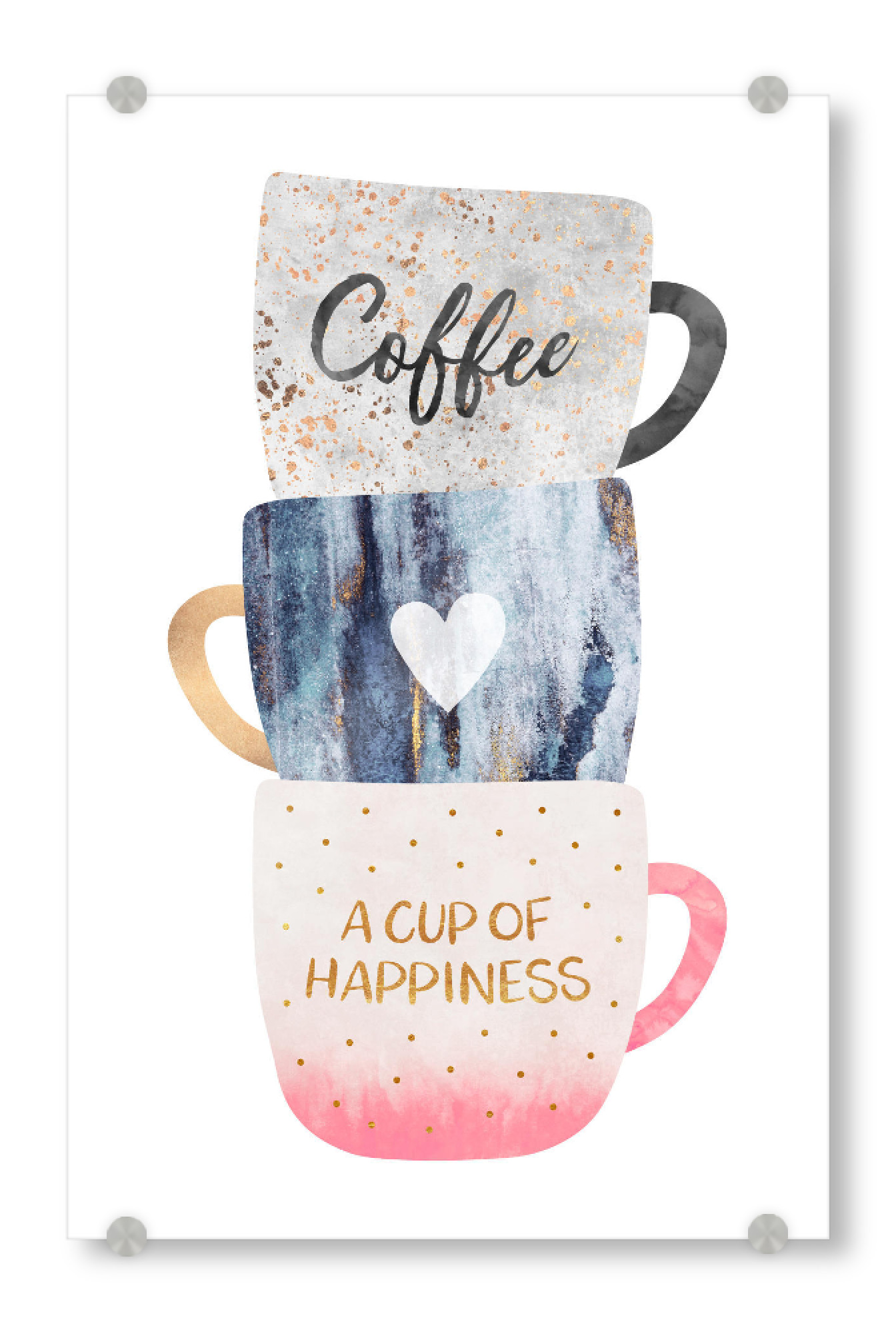 Acrylglasbild "A cup of happiness" artboxONE - Typografie,Essen & Trinken - Coffee,Coffee cups,Kitchen,Café,Words,Happiness,Typography,Text