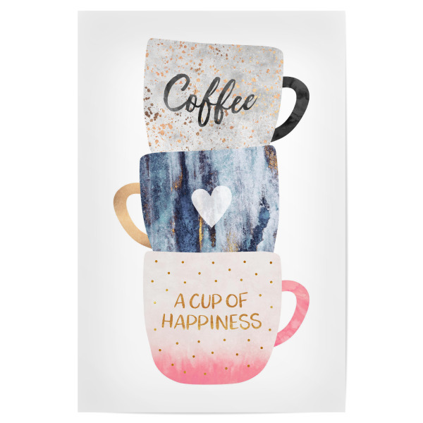 Poster 30x20 cm "A cup of happiness" artboxONE - Typografie,Essen & Trinken - Coffee,Coffee cups,Kitchen,Café,Words,Happiness,Typography,Text
