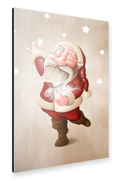 Alu-Dibond "Santa Claus collects stars" 30x20 cm artboxONE