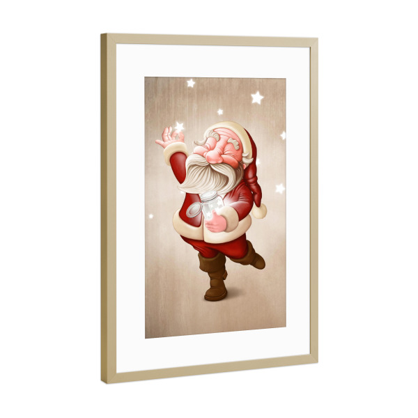 Poster mit Rahmen Gold "Santa Claus collects stars" artboxONE - Festivals