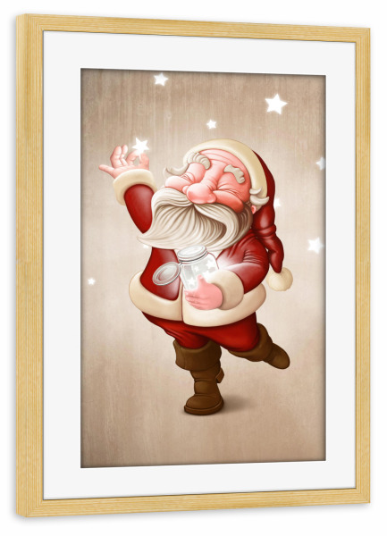 Poster mit Rahmen kiefer "Santa Claus collects stars" artboxONE - Festivals