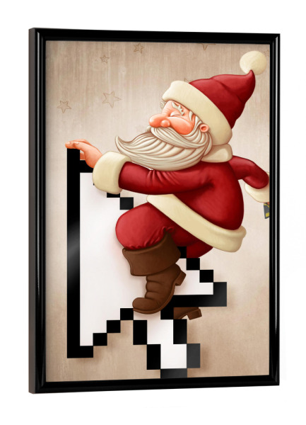 Poster mit schwarzem Rahmen "Santa Claus and shopping on-line" artboxONE - Festivals