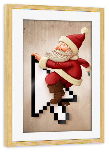 Poster mit Rahmen kiefer "Santa Claus and shopping on-line" artboxONE - Festivals