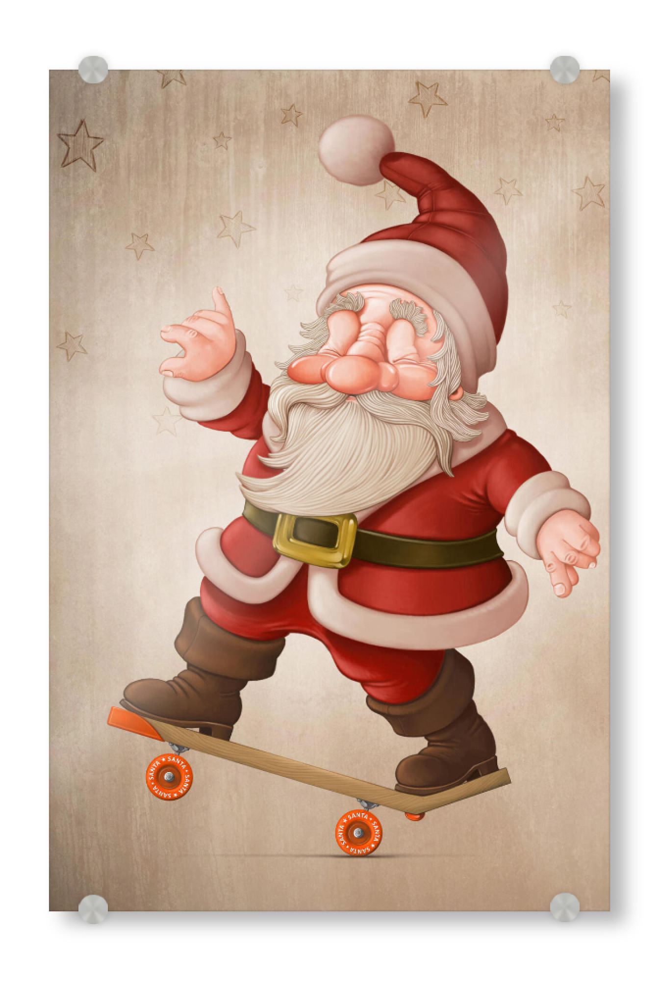 Acrylglasbild "Santa Claus on skateboard" artboxONE - Festivals