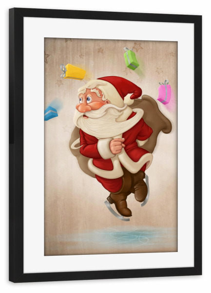 Poster mit Rahmen schwarz "Santa Claus on ice" artboxONE - Festivals