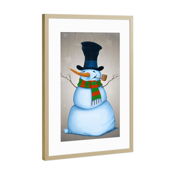 Poster mit Rahmen Gold "Christmas Snowman" artboxONE - Festivals