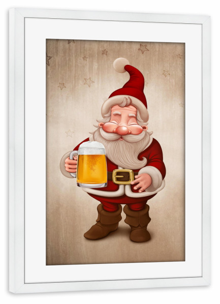 Poster mit Rahmen weiß "Santa Claus Beer" artboxONE - Festivals