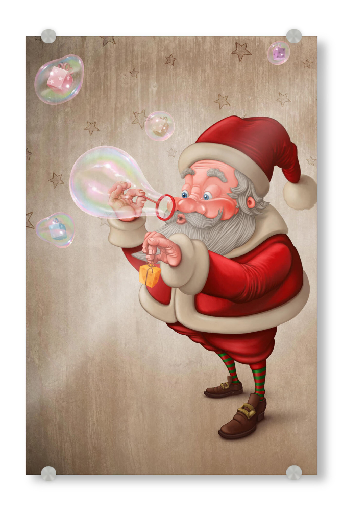 Acrylglasbild "Santa Claus and the bubbles soap" artboxONE - Festivals