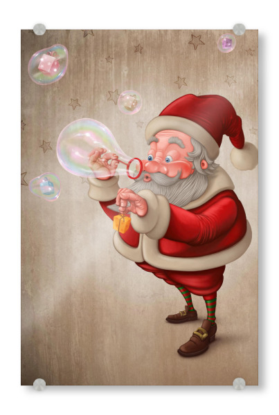 Acrylglasbild "Santa Claus and the bubbles soap" artboxONE - Festivals
