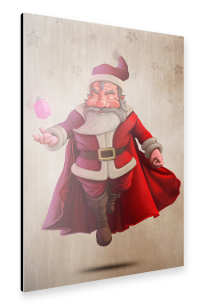 Alu-Dibond "Santa Claus Super Hero" 30x20 cm artboxONE