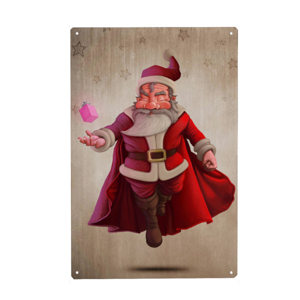 Metall Poster "Santa Claus Super Hero" artboxONE - Festivals
