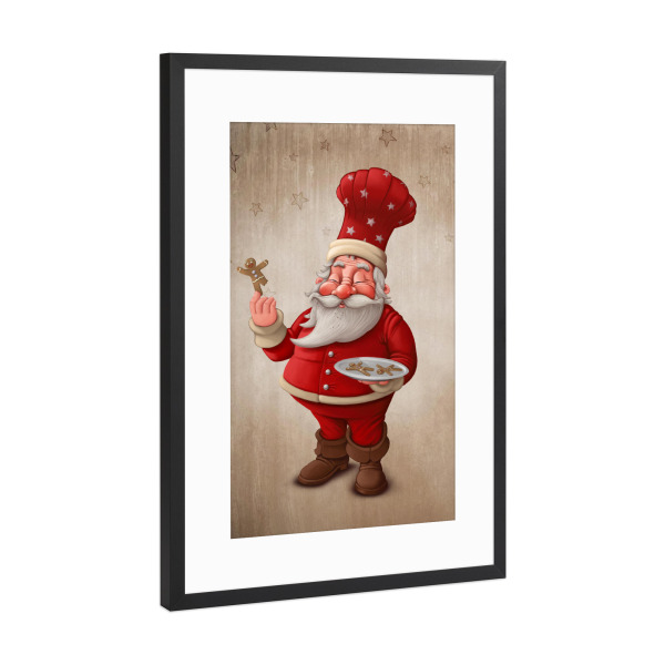 Poster mit Rahmen Schwarz (Metallic) "Santa Claus pastry cook" artboxONE - Festivals