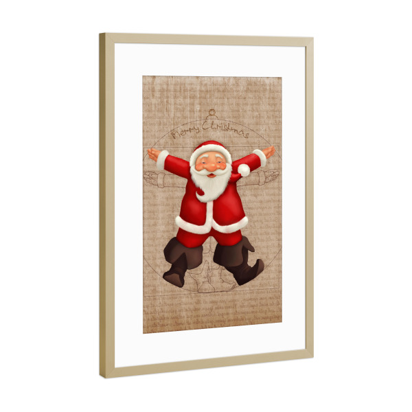 Poster mit Rahmen Gold "Vitruvian Santa Claus" artboxONE - Festivals