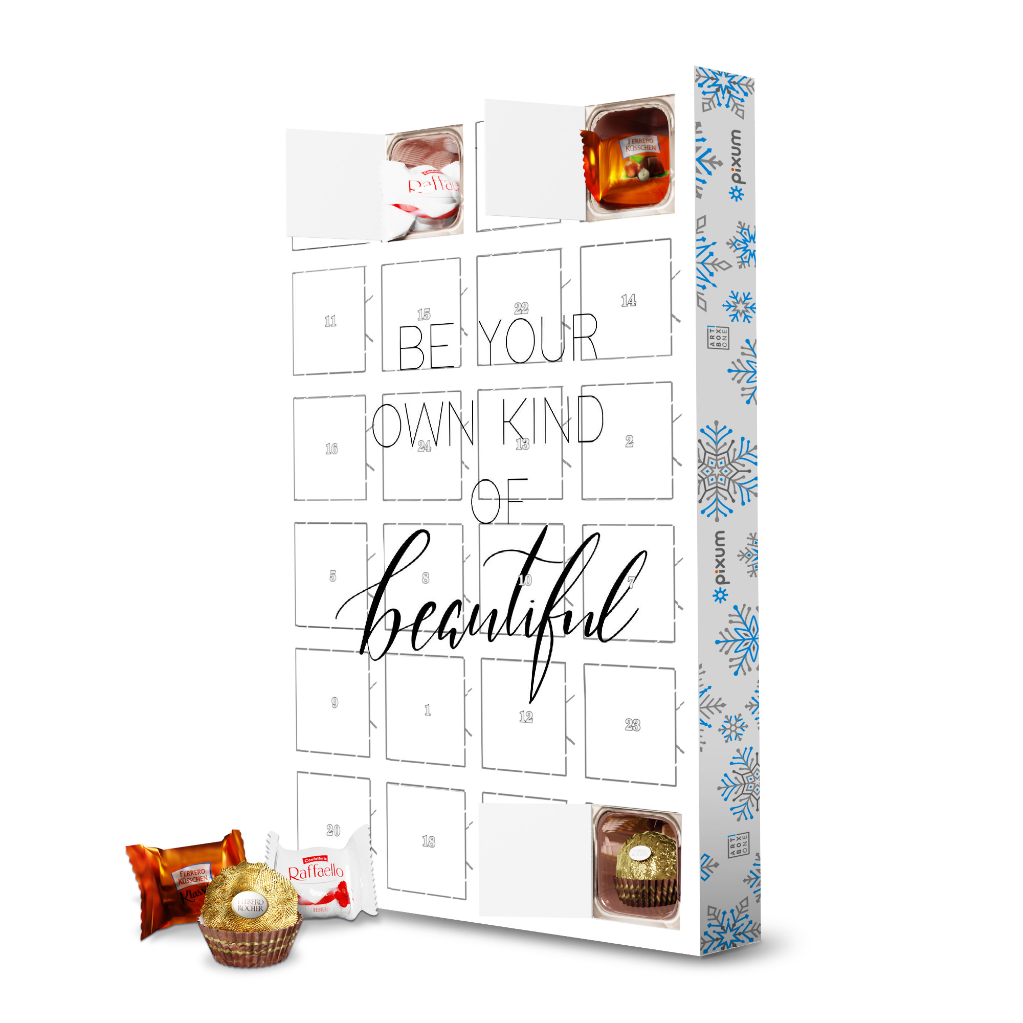 Adventskalender mit Ferrero Pralinen Beautiful artboxONE Adventskalender Typografie
