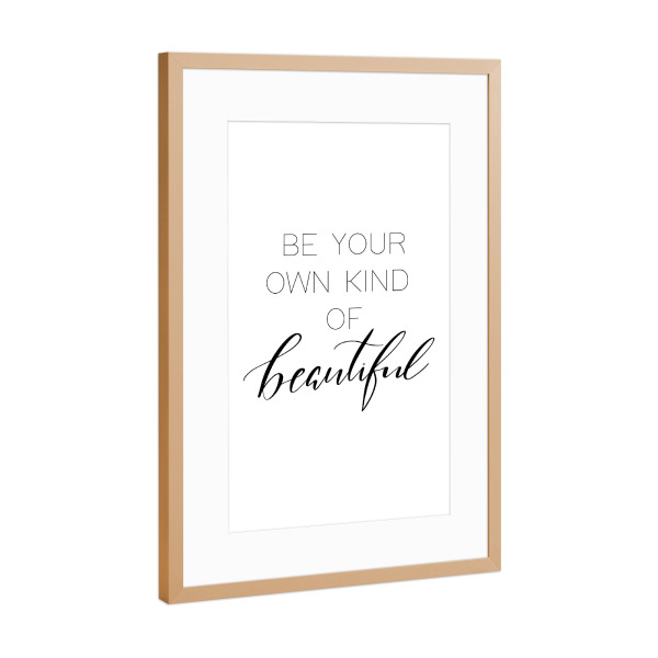 Poster mit Rahmen Kupfer "Beautiful" artboxONE - Typografie,Schwarzweiß,Liebe,Für Mama