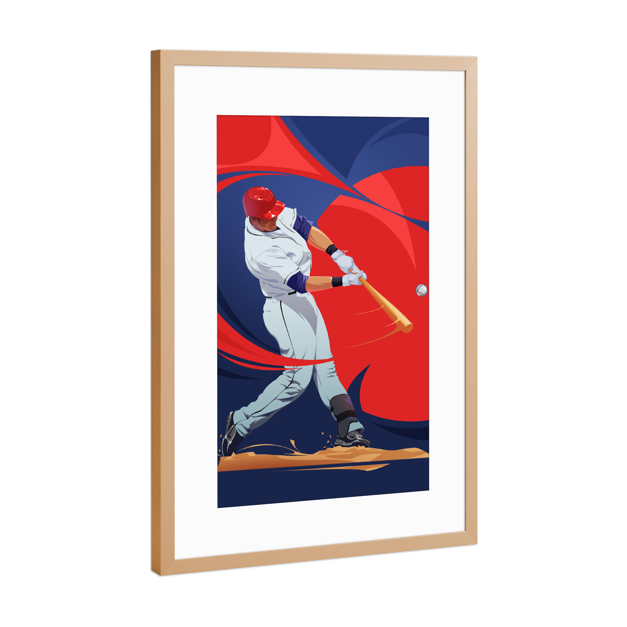Poster mit Rahmen Kupfer "Baseball" artboxONE - Schwarzweiß,Sport - Baseball,Sport,Vector