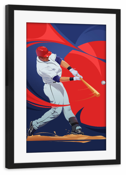 Poster mit Rahmen schwarz "Baseball" artboxONE - Schwarzweiß,Sport - Baseball,Sport,Vector