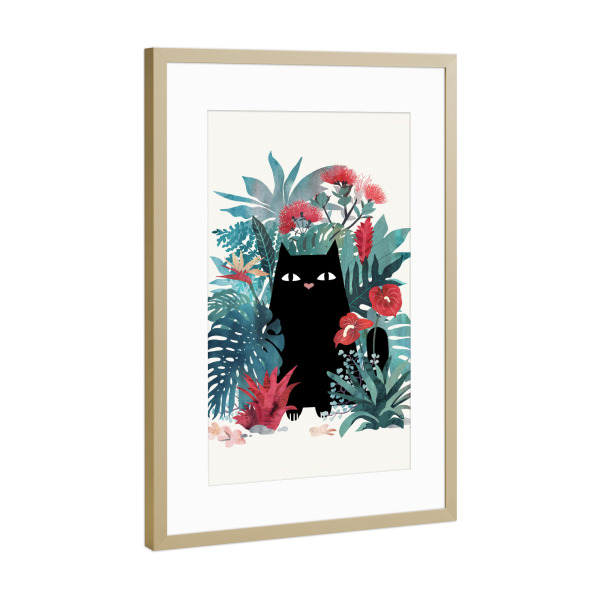 Poster mit Rahmen Gold "Popoki" artboxONE - Natur,Floral,Tiere