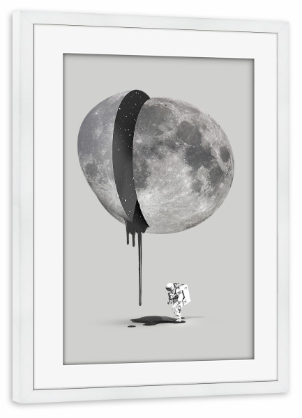 Poster mit Rahmen weiß "Bleeding moon" artboxONE - Galaxy - Moon,Astronaut,Galaxy