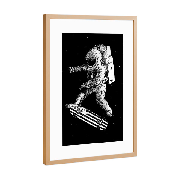 Poster mit Rahmen Kupfer "Kickflip in space" artboxONE - Galaxy - Kickflip,Space,Galaxy,Astronaut