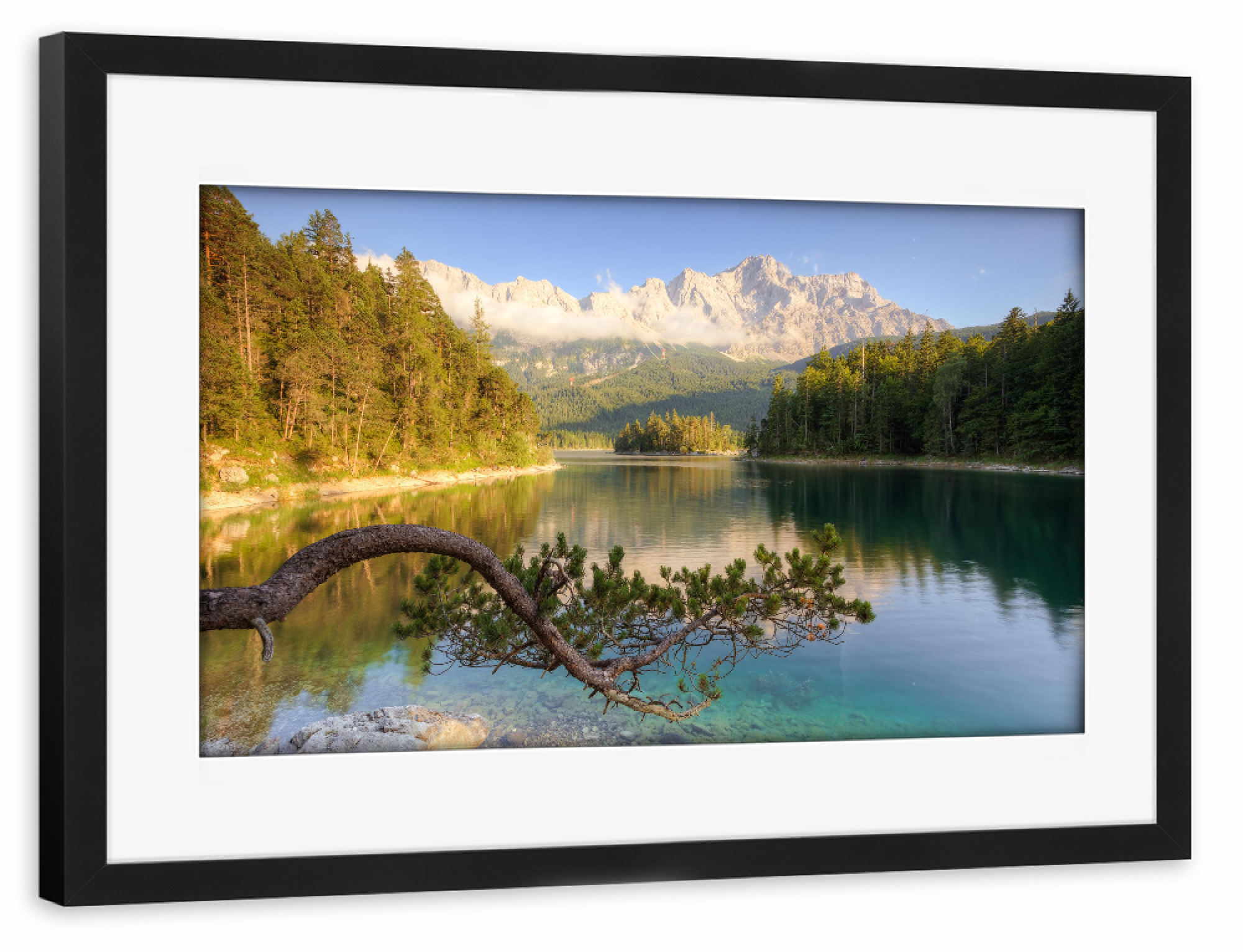 Poster mit Rahmen schwarz "Am Eibsee in Bayern" artboxONE - Natur,Reise